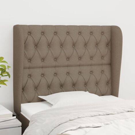 Tête de lit avec oreilles, Résistante et économique, Panneau de lit, Taupe 103x23x118/128 cm Tissu OIB5142E (1/5)