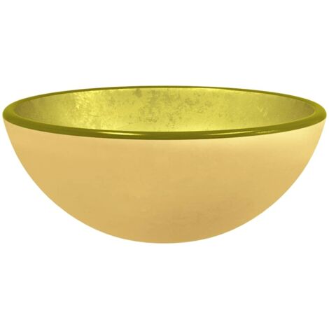 Lavabo vasque à poser Luxueux, Verre trempé Bac à laver, 30x12 cm Doré OIB6202E (1/5)