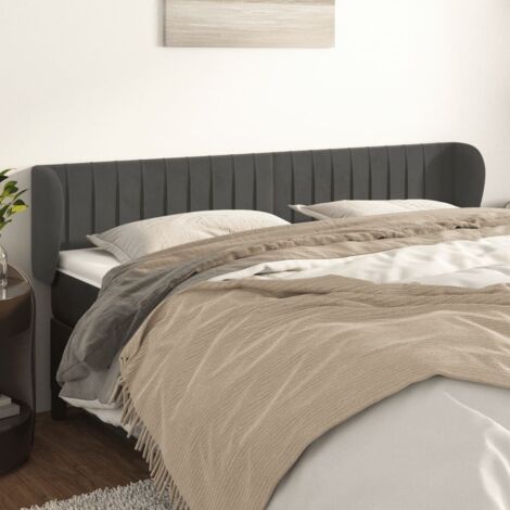 Tête de lit avec oreilles, Résistante et économique, Panneau de lit, Gris foncé 183x23x78/88 cm Velours OIB3145E (1/5)