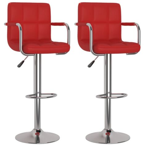 Lot de 2 Chaises de bar Tabourets de bar - Tabouret Haut Rouge bordeaux Similicuir BV800080 - BonneVie (1/5)
