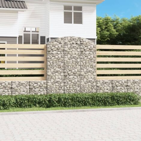 Gabion pour Pierres arqué Panier de gabions - Cage à pierre 150x50x180/200 cm Fer galvanisé BV907400 - BonneVie (1/4)