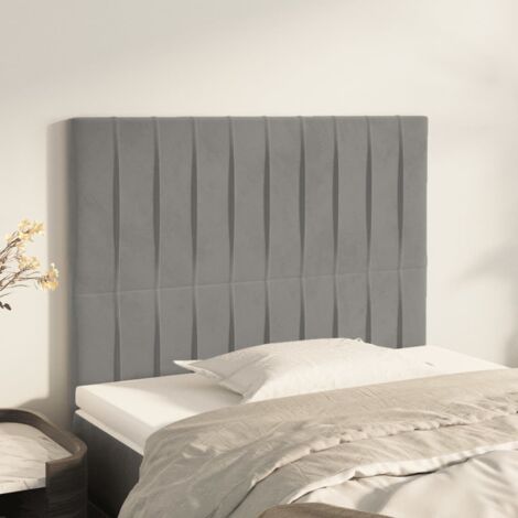 Têtes de lit 2 pcs Résistante et économique, Panneaux de lit, Gris clair 80x5x78/88 cm Velours OIB7856E (1/5)