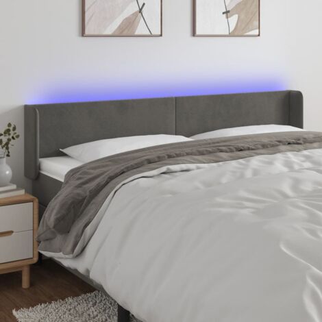 Tête de lit à LED Résistante et économique, Panneau de lit, Gris foncé 203x16x78/88 cm Velours OIB5797E (1/5)