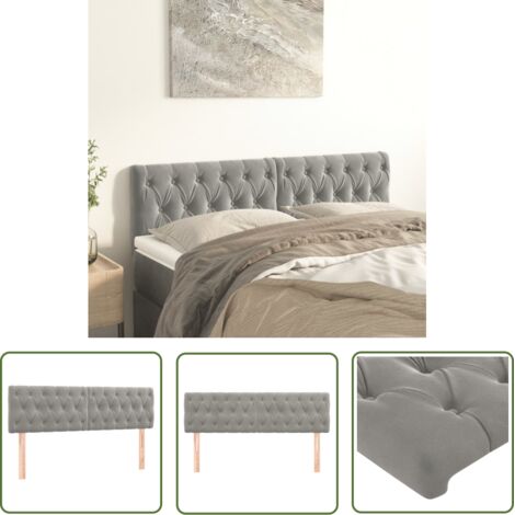 The Living Store Têtes de lit 2 pcs Gris clair 72x7x78/88 cm Velours - Tête De Lit - Tête De Lit Velours - Meuble De Chambre - Literie - Décoration Chambre (1/5)