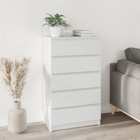 Bonnevie – Commode à tiroirs 5 tiroirs – Bois d'ingénierie blanc – Dimensions 60x36x103 cm – Résistance à l'humidité – Surface lisse et facile à nettoyer - BV555034 (1/5)