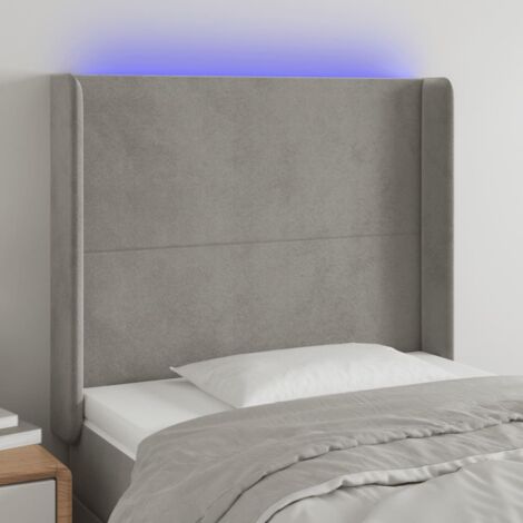 Tête de lit à LED Résistante et économique, Panneau de lit, Gris clair 83x16x118/128 cm Velours OIB5777E (1/5)