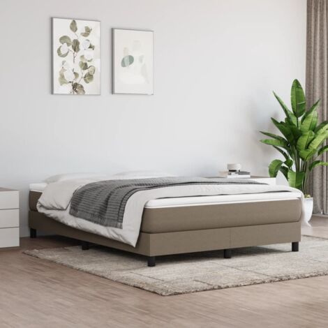 Bonnevie – Sommier tapissier taupe 140x190 cm – Tissu 100 % polyester – Dimensions totales 193x140x25 cm – Lattes en contreplaqué pour soutien - BV337448