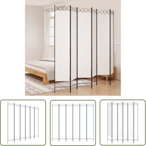 The Living Store Cloison de séparation 6 panneaux Blanc 240x220 cm Tissu - Cloison De Séparation - Écran De Confidentialité - Séparateur De Pièce - Mur D'intimité - Partition Murale (1/5)