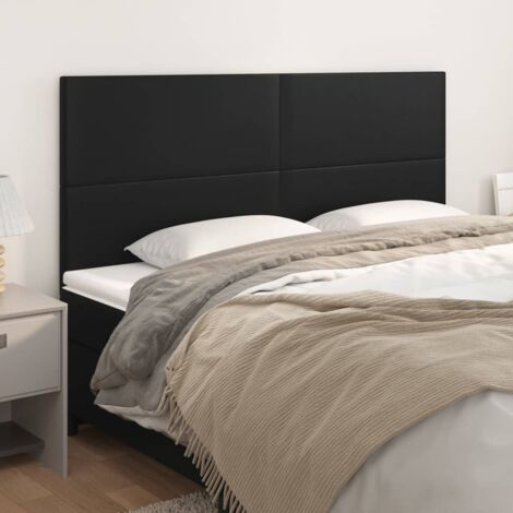 Têtes de lit 4 pcs Résistante et économique, Panneaux de lit, Noir 80x5x78/88 cm Similicuir OIB2722E (1/5)