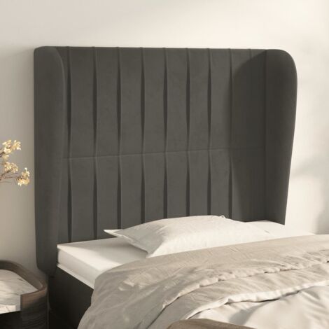 Tête de lit avec oreilles, Résistante et économique, Panneau de lit, Gris foncé 93x23x118/128 cm Velours OIB5786E (1/5)