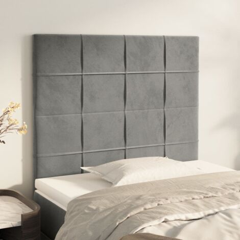 Têtes de lit 2 pcs Résistante et économique, Panneaux de lit, Gris clair 90x5x78/88 cm Velours OIB3110E (1/5)