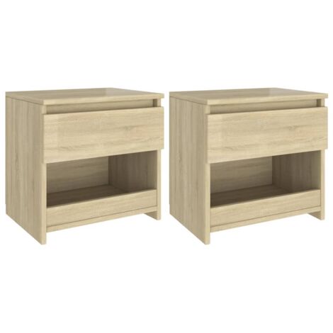 Lot de 2 Tables de Chevet, Tables de nuit, pour Chambre Salon Couloir, Chêne sonoma 40x30x39 cm Aggloméré OIB6195E (1/5)