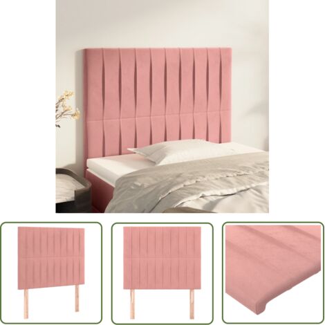 The Living Store Têtes de lit 2 pcs Rose 100x5x78/88 cm Velours - Tête De Lit - Tête De Lit Velours - Tête De Lit Rose - Meuble Chambre - Literie (1/5)