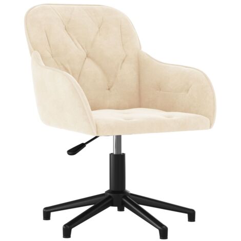 Chaise de bureau pivotante Fauteuil gamer - Chaise d'ordinateur Crème Velours BV359372 - BonneVie (1/5)