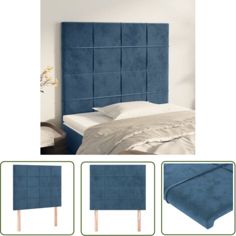 The Living Store Têtes de lit 2 pcs Bleu foncé 100x5x78/88 cm Velours - Tête De Lit - Tête De Lit Velours - Têtière De Lit - Meuble Chambre - Literie (1/5)