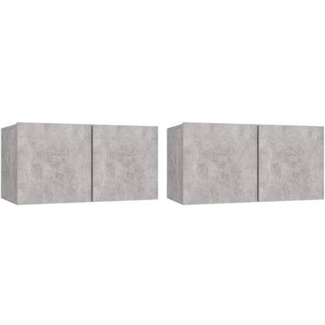 Meubles TV suspendus 2 pcs, Étagère TV, Meuble de Salon, Gris béton 60x30x30 cm OIB9747E (1/5)
