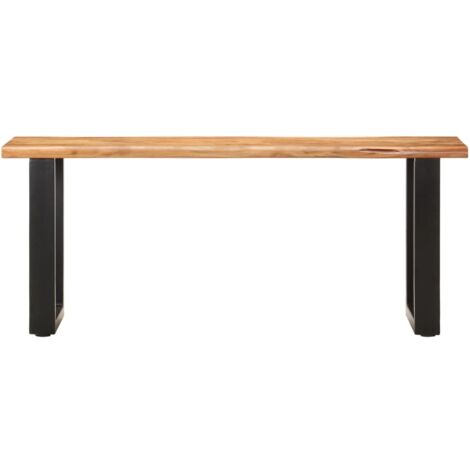 Banc au bord naturel du bois 110 cm Banc de salon - Banc de table Bois d'acacia solide et acier BV762724 - BonneVie (1/5)