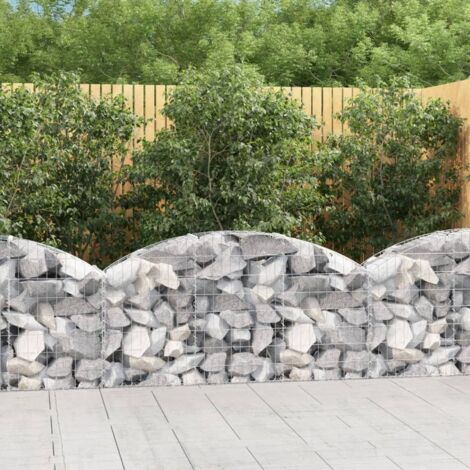 Gabion pour Pierres arqué Panier de gabions - Cage à pierre 150x30x60/80 cm Fer galvanisé BV731087 - BonneVie (1/4)