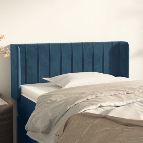 Tête de lit avec oreilles, Résistante et économique, Panneau de lit, Bleu foncé 103x16x78/88 cm Velours OIB7142E (1/5)