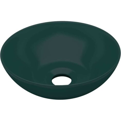 Lavabo vasque à poser Luxueux, Bac à laver, Céramique Vert foncé Rond OIB5497E (1/5)
