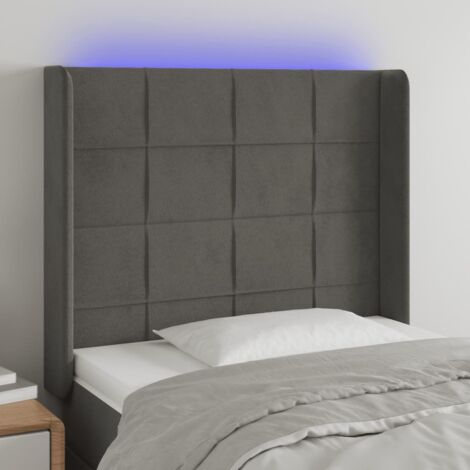 Tête de lit à LED Résistante et économique, Panneau de lit, Gris foncé 93x16x118/128 cm Velours OIB6976E (1/5)