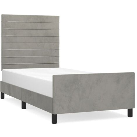 Lit adulte pour 1 personnes avec tête de lit, Structure de lit, Assemblage Facile, Gris clair 80x200 cm Velours OIB1331E (1/5)