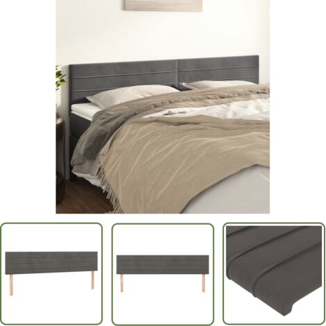 The Living Store Têtes de lit 2 pcs Gris foncé 90x5x78/88 cm Velours - Tête De Lit - Tête De Lit Velours - Meuble Chambre - Literie - Décoration Chambre (1/5)
