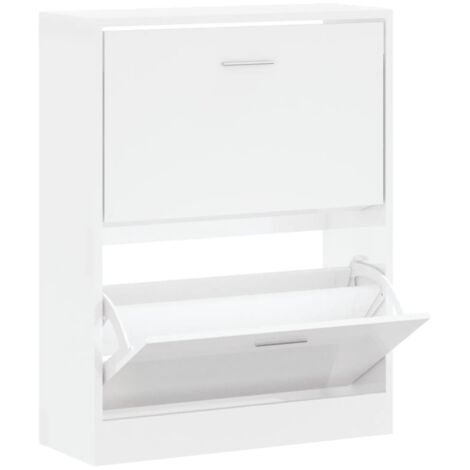 Meuble à Chaussures Étagère à Chaussures - Blanc brillant 63x24x81 cm Bois ingénierie BV780392 - BonneVie (1/5)