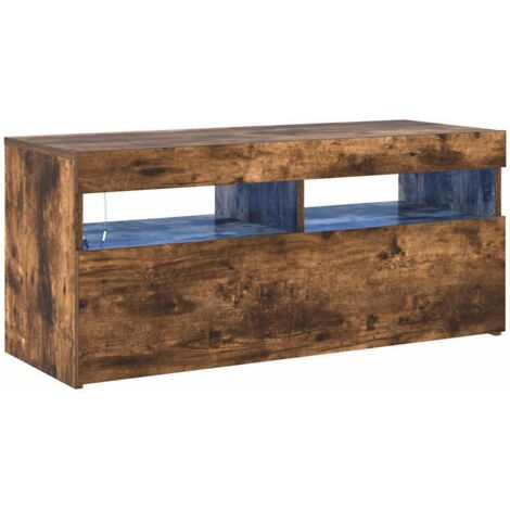 Meuble TV, Étagère TV, Meuble de Salon, avec lumières LED Chêne fumé 90x35x40 cm OIB5901E (1/5)