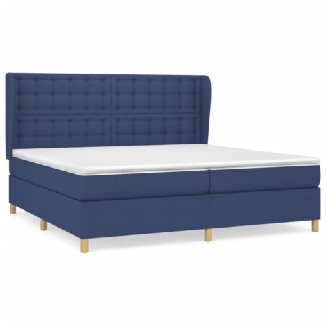 Lit à sommier tapissier avec matelas Bleu 200x200 Tissu (1/5)