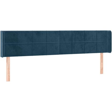 Tête de lit avec oreilles, Résistante et économique, Panneau de lit, Bleu foncé 203x16x78/88 cm Velours OIB2651E (1/5)