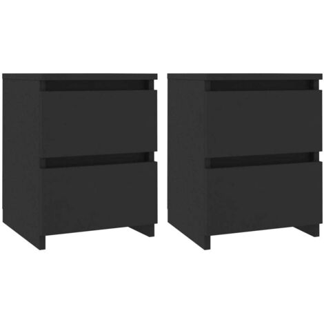 Bonnevie – Lot de 2 tables de chevet noir en aggloméré – Dimensions 30 x 30 x 40 cm – 2 tiroirs coulissants pour rangement – Idéales pour chambre ou salon - NOIR 30 X