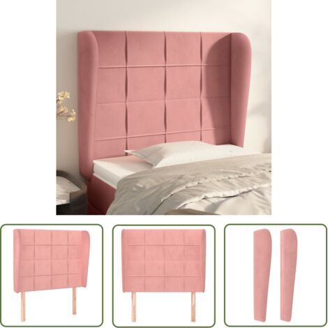 The Living Store Tête de lit avec oreilles Rose 103x23x118/128 cm Velours - Tête De Lit - Tête De Lit Velours - Literie - Meubles De Chambre - Décoration Chambre (1/5)