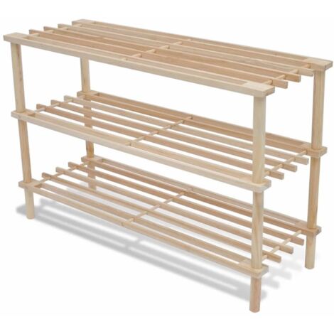 INLIFE Range-chaussures à 3 étagères 2 pcs Bois de sapin solide (1/5)