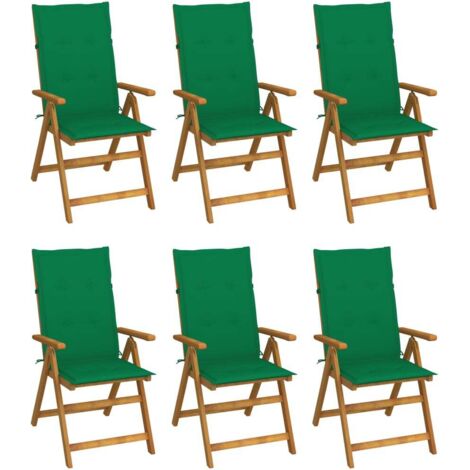 Lot de 6 Chaises de jardin et de camping pliables, Chaises de relaxation, avec coussins Bois d'acacia OIB1440E (1/5)