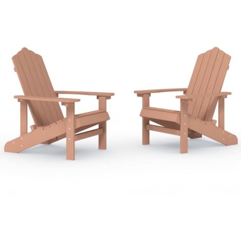 Lot de 2 Chaises de jardin et de camping Adirondack, Chaises de relaxation, PEHD Marron OIB4138E (1/5)