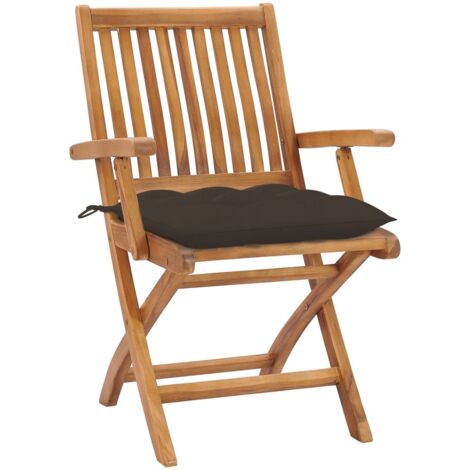 Lot de 6 Chaises de jardin et de camping pliables, Chaises de relaxation, avec coussins Bois de teck OIB8401E (1/5)