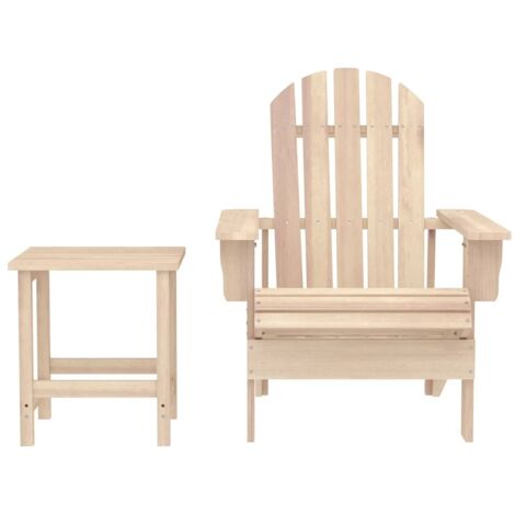 Chaise de jardin et de camping, Chaise de relaxation, Adirondack avec table Bois de sapin massif OIB1954E