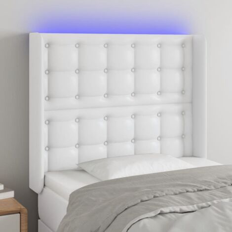 Tête de lit à LED Résistante et économique, Panneau de lit, Blanc 103x16x118/128 cm Similicuir OIB3464E (1/5)