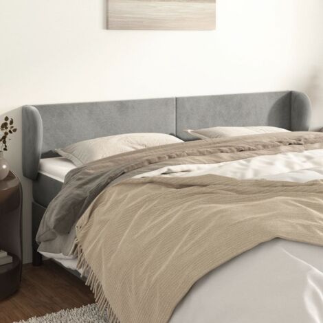 Tête de lit avec oreilles, Résistante et économique, Panneau de lit, Gris clair 163x23x78/88 cm Velours OIB9656E (1/5)