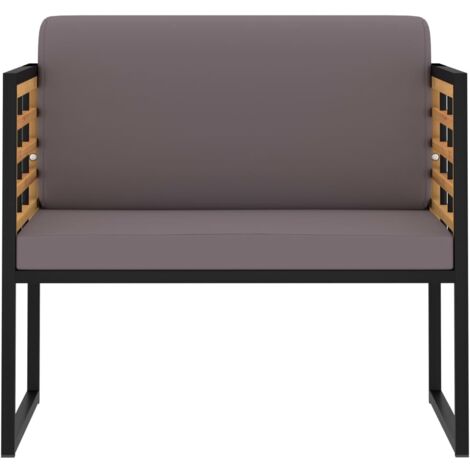 Lot de 2 Chaises de jardin et de camping avec coussins, Chaise de relaxation, Bois d'acacia Gris foncé OIB2475E (1/5)