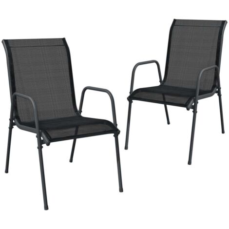 Lot de 2 Chaises de jardin et de camping, Chaises de relaxation, Acier et textilène Noir OIB6661E (1/5)