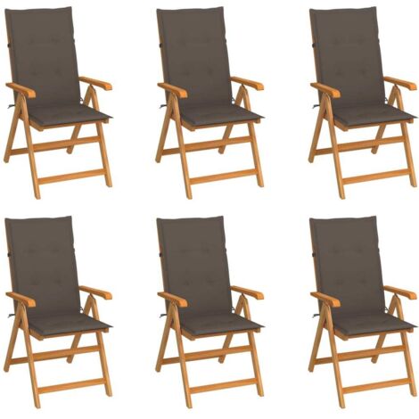 Furniture Limited - Chaises de jardin lot de 6 avec coussins taup (1/5)
