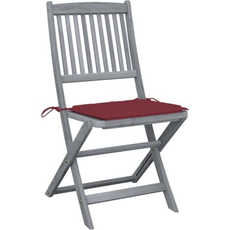 Lot de 4 Chaises de jardin et de camping pliables, Chaises de relaxation, avec coussins Bois d'acacia OIB5022E (1/5)