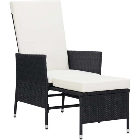 Chaise de jardin et de camping inclinable, Chaise de relaxation, avec coussins Résine tressée Noir OIB9924E (1/5)