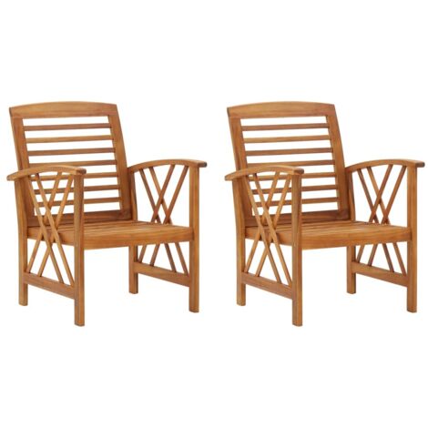 Lot de 2 Chaises de jardin et de camping, Chaises de relaxation, Bois d'acacia massif OIB1665E (1/5)