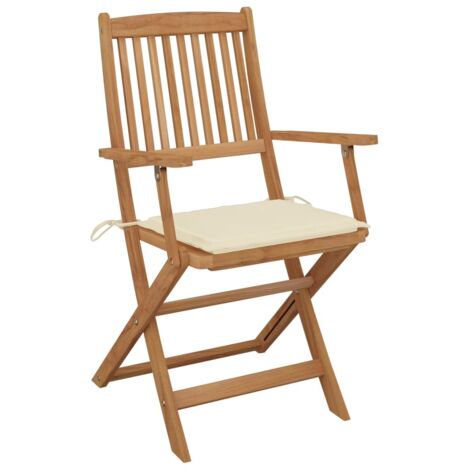 INLIFE Chaises pliables de jardin 4 pcs avec coussins Bois d'acacia (1/5)