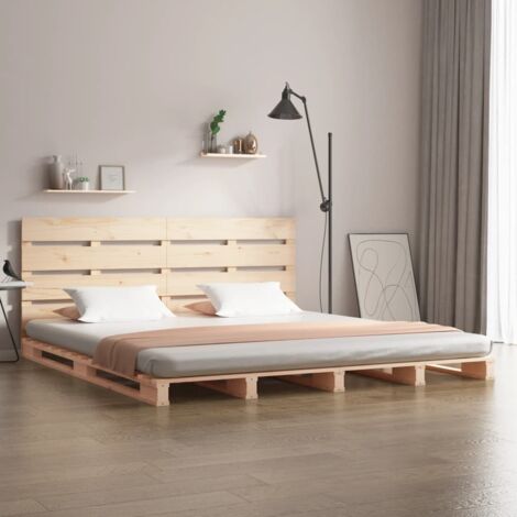Lit adulte pour 2 personnes, Structure de lit, Assemblage Facile, 160x200 cm Bois de pin massif OIB8843E (1/5)