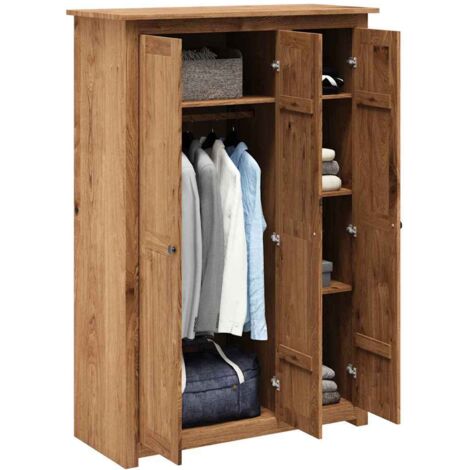 Garde-robe Design moderne, Armoire Etagère de rangement, à 3 portes 118x50x171,5 cm Pin Assortiment Panama OIB4575E (1/5)