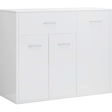 Buffet Commode Armoire Luxueux, pour Salon Chambre Entrée Cuisine, Blanc brillant 88x30x70 cm Aggloméré OIB5858E (1/5)